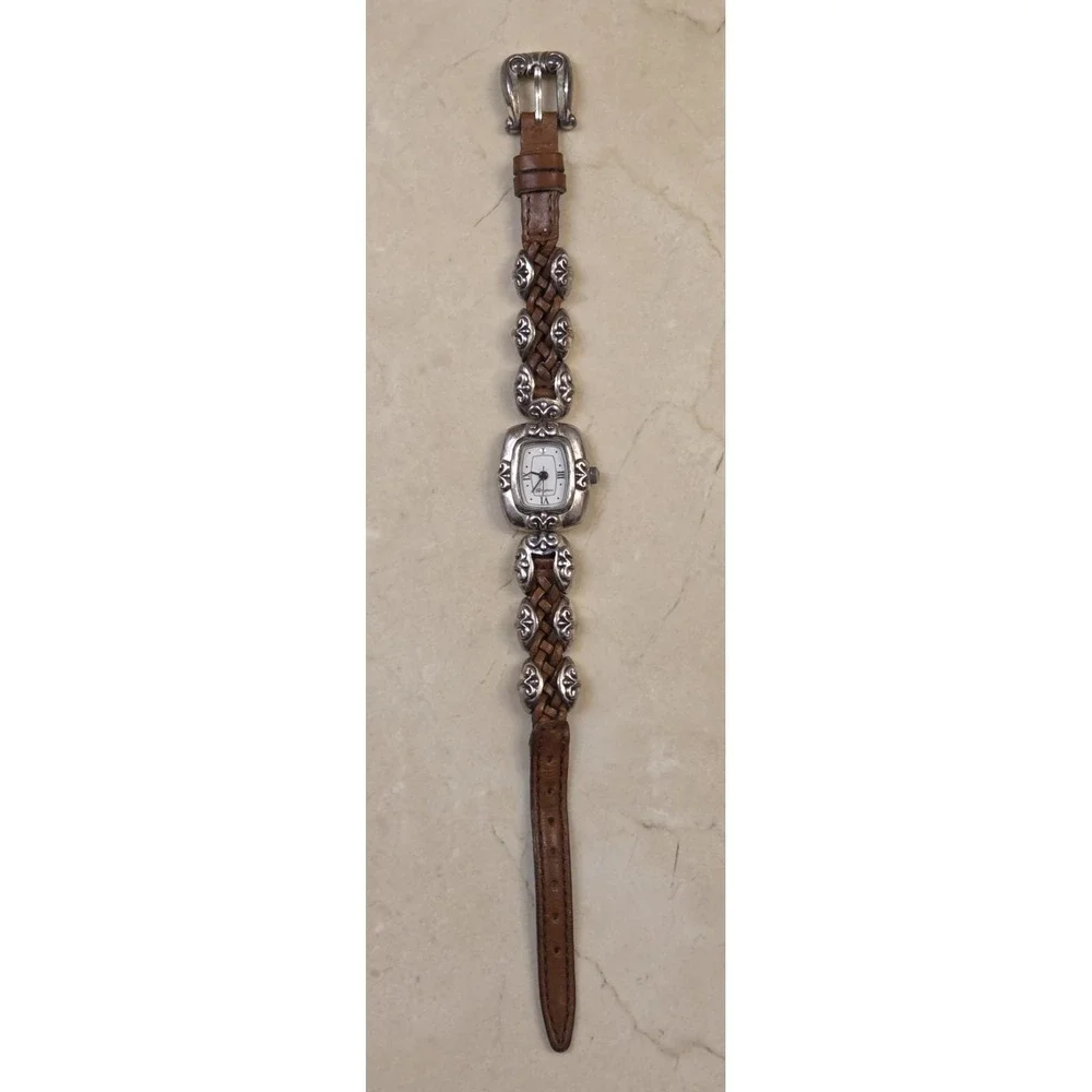 Brighton MAZATLAN‎ Watch Silver Tone Brown Leather Watch New Battery